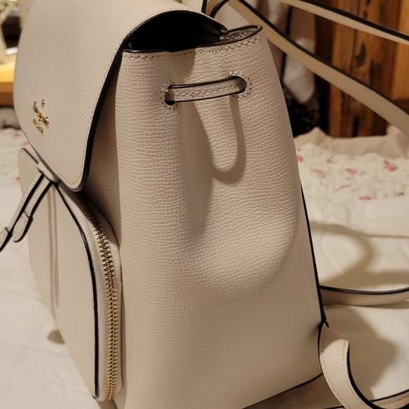 kate spade Cream Leather Front-Pocket Backpack with Gold Logo - Picture 4 of 6